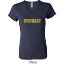 Ladies Gymnastics Shirt Gold Shimmer Gymnast V-neck Tee T-Shirt