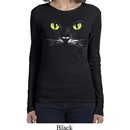 Ladies Halloween Shirt Black Cat Long Sleeve Tee T-Shirt