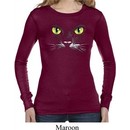 Ladies Halloween Shirt Black Cat Long Sleeve Thermal Tee T-Shirt