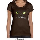 Ladies Halloween Shirt Black Cat Scoop Neck Tee T-Shirt