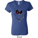 Ladies Halloween Shirt Ghost Face V-neck Tee T-Shirt