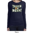 Ladies Halloween Shirt Trick Or Beer Long Sleeve Tee T-Shirt