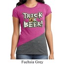 Ladies Halloween Shirt Trick Or Beer Tri Blend Crewneck Tee T-Shirt