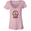 Ladies Peace Shirt Funky Peace Burnout V-neck Tee T-Shirt