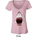 Ladies Shark Shirt 3D Shark Burnout V-neck Tee T-Shirt