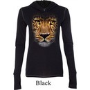 Ladies Shirt Big Leopard Face Tri Blend Hoodie Tee T-Shirt