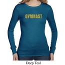 Ladies Shirt Gold Shimmer Gymnast Long Sleeve Thermal Tee T-Shirt