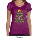 Ladies Shirt Keep Calm and Give Me Candy Scoop Neck Tee T-Shirt