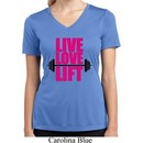 Ladies Shirt Live Love Lift Moisture Wicking V-neck Tee T-Shirt
