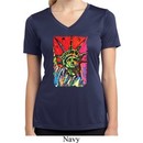 Ladies USA Tee Statue of Liberty Painting Moisture Wicking V-neck