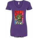 Ladies USA Tee Statue of Liberty Painting V-Neck