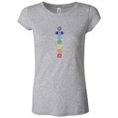Ladies Yoga T-shirt 7 Colored Chakras Longer Length Shirt