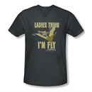 Land Before Time Shirt Slim Fit V Neck I'm Fly Charcoal Tee T-Shirt