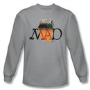 Mad Magazine Shirt Torn Logo Long Sleeve Silver Tee T-Shirt