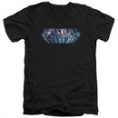 Masters Of The Universe Shirt Slim Fit V Neck Space Logo Black Tee T-Shirt