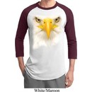 Mens Bald Eagle Shirt Big Bald Eagle Face Raglan Tee T-Shirt