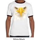 Mens Bald Eagle Shirt Big Bald Eagle Face Ringer Tee T-Shirt