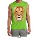 Mens Big Lion Face Sleeveless Moisture Wicking Tee T-Shirt
