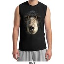 Mens Black Bear Shirt Big Black Bear Face Muscle Tee T-Shirt