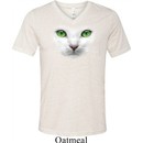Mens Cat Shirt Green Eyes Cat Tri Blend V-neck Tee T-Shirt