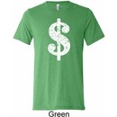 Mens Funny Shirt Distressed Dollar Sign Tri Blend Crewneck Tee T-Shirt