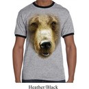 Mens Grizzly Bear Shirt Big Grizzly Bear Face Ringer Tee T-Shirt