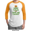 Mens Halloween Shirt Keep Calm and Give Me Candy Raglan Tee T-Shirt