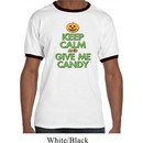 Mens Halloween Shirt Keep Calm and Give Me Candy Ringer Tee T-Shirt