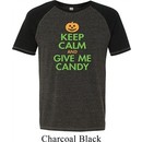Mens Halloween Shirt Keep Calm and Give Me Candy Tri Blend Tee T-Shirt