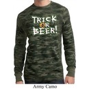 Mens Halloween Shirt Trick Or Beer Long Sleeve Thermal Tee T-Shirt