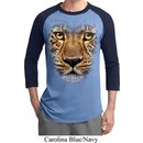 Mens Leopard Shirt Big Leopard Face Raglan Tee T-Shirt