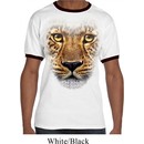 Mens Leopard Shirt Big Leopard Face Ringer Tee T-Shirt