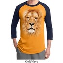 Mens Lion Shirt Big Lion Face Raglan Tee T-Shirt