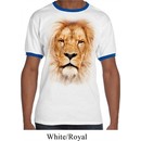 Mens Lion Shirt Big Lion Face Ringer Tee T-Shirt