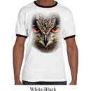 Mens Owl Shirt Big Owl Face Ringer Tee T-Shirt