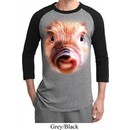 Mens Pig Shirt Big Pig Face Raglan Tee T-Shirt