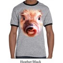 Mens Pig Shirt Big Pig Face Ringer Tee T-Shirt