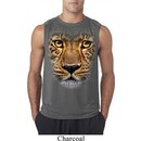 Mens Shirt Big Leopard Face Sleeveless Tee T-Shirt