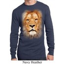 Mens Shirt Big Lion Face Long Sleeve Thermal Tee T-Shirt