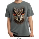 Mens Shirt Big Owl Face Pigment Dyed Tee T-Shirt
