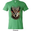 Mens Shirt Big Owl Face Tri Blend V-neck Tee T-Shirt