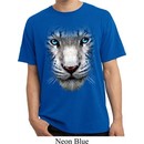 Mens Shirt Big White Tiger Face Pigment Dyed Tee T-Shirt