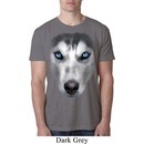 Mens Siberian Husky Shirt Big Siberian Husky Face Burnout T-Shirt