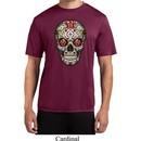 Mens Skull Shirt Sugar Skull with Roses Moisture Wicking Tee T-Shirt
