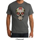 Mens Skull Shirt Sugar Skull with Roses Organic Tee T-Shirt
