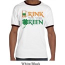 Mens St Patrick's Day Shirt Drink Til Yer Green Ringer Tee T-Shirt