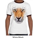 Mens Tiger Shirt Big Tiger Face Ringer Tee T-Shirt