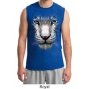 Mens White Tiger Shirt Big White Tiger Face Muscle Tee T-Shirt