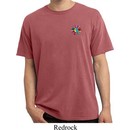 Mens Yoga Shirt Hippie Sun Patch Pocket Print Pigment Dyed Tee T-Shirt