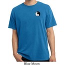 Mens Yoga Shirt Yin Yang Patch Pocket Print Pigment Dyed Tee T-Shirt